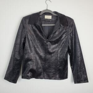 Cache Jacket Snakeskin Reptile Shiny Textured Edgy Black Vintage Size 10